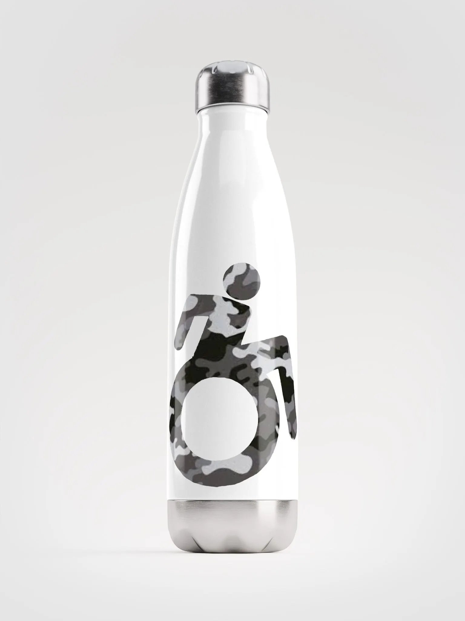 Wheelie, Dark Gray Camo SS Water Bottle product image (1)