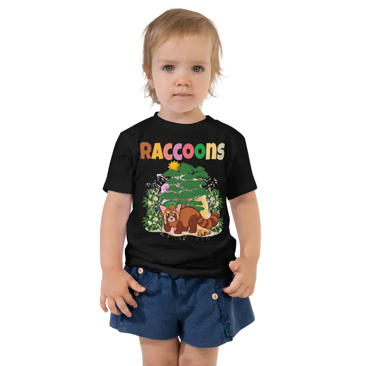 Raccoon Colorful Funny Cute Bella +Canvas Toddler T-Shirt – Funny Shirt, Best Gift for Kids product image (2)