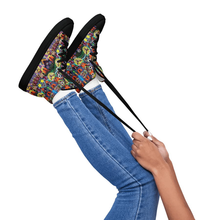 Abstract Doodle Art Animals Ladies High Top Canvas Shoes product image (3)
