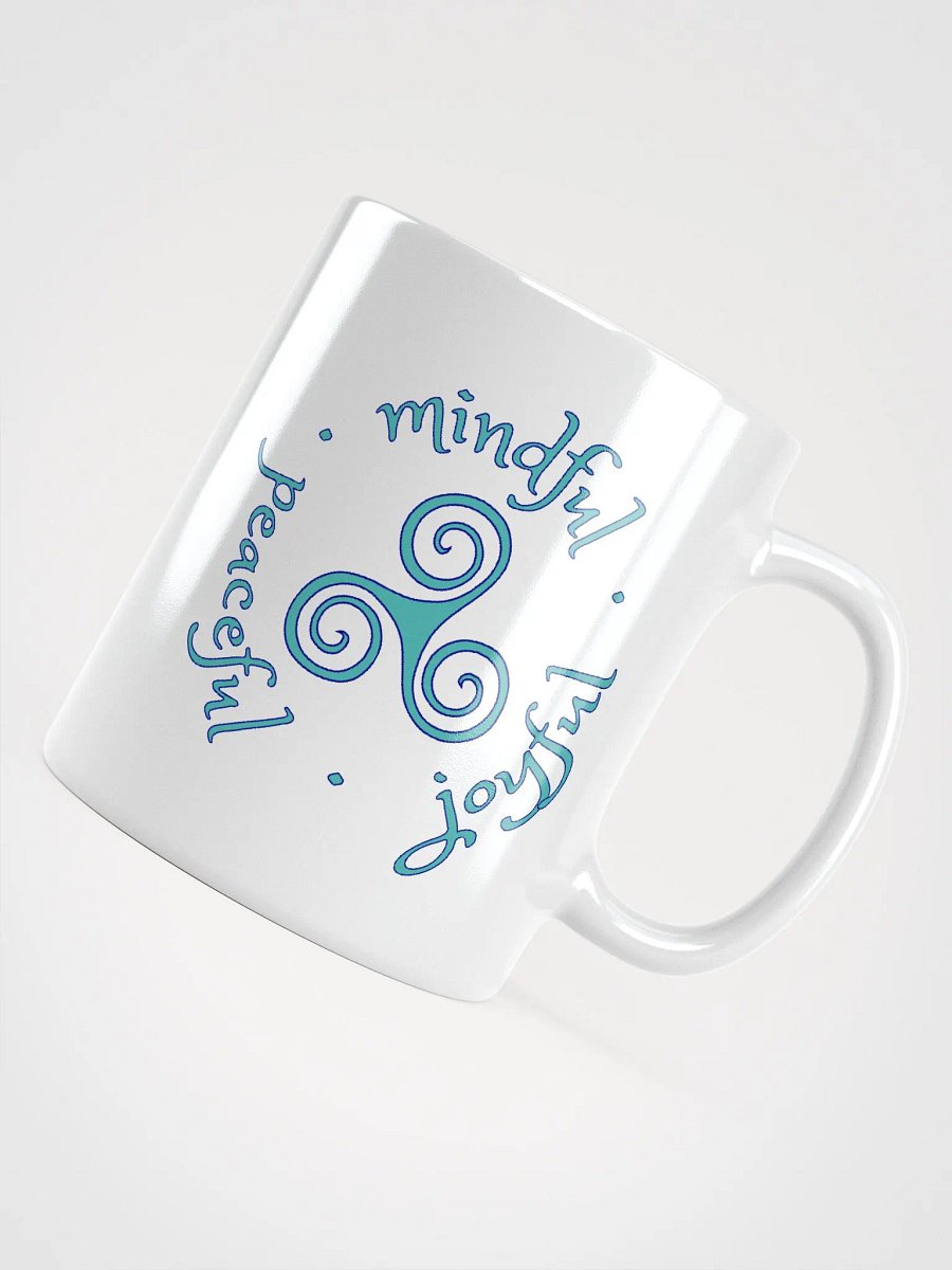 Mindful Peaceful Joyful Verdigris and Navy Ceramic Mug product image (8)