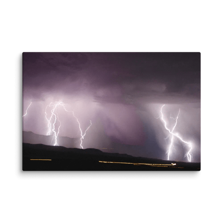 Canvas Print - Lightning over Desert Road product image (1)