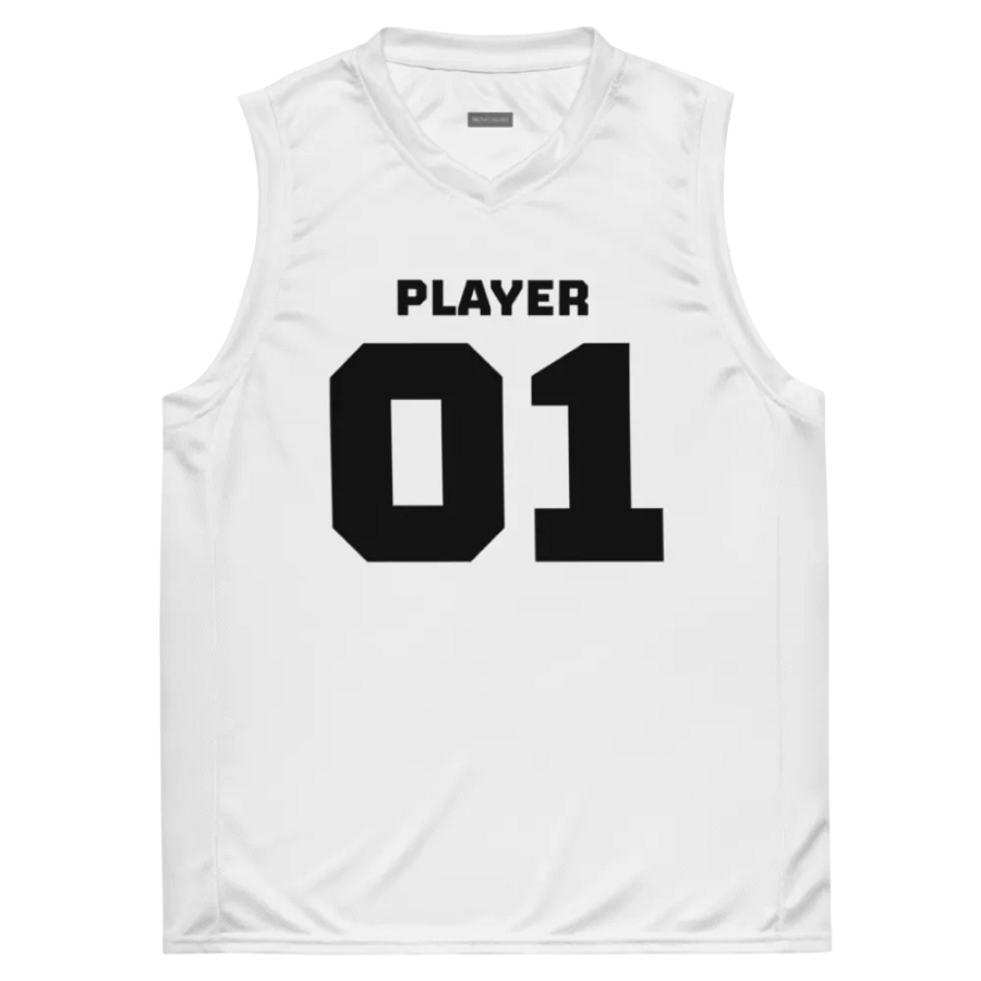 'Player 01' Unisex White Basketball Jersey product image (5)