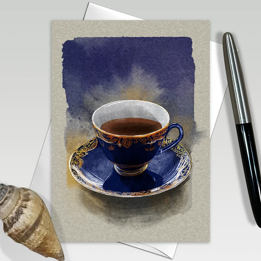 Illustrated Teacups Greeting Cards, 5x7