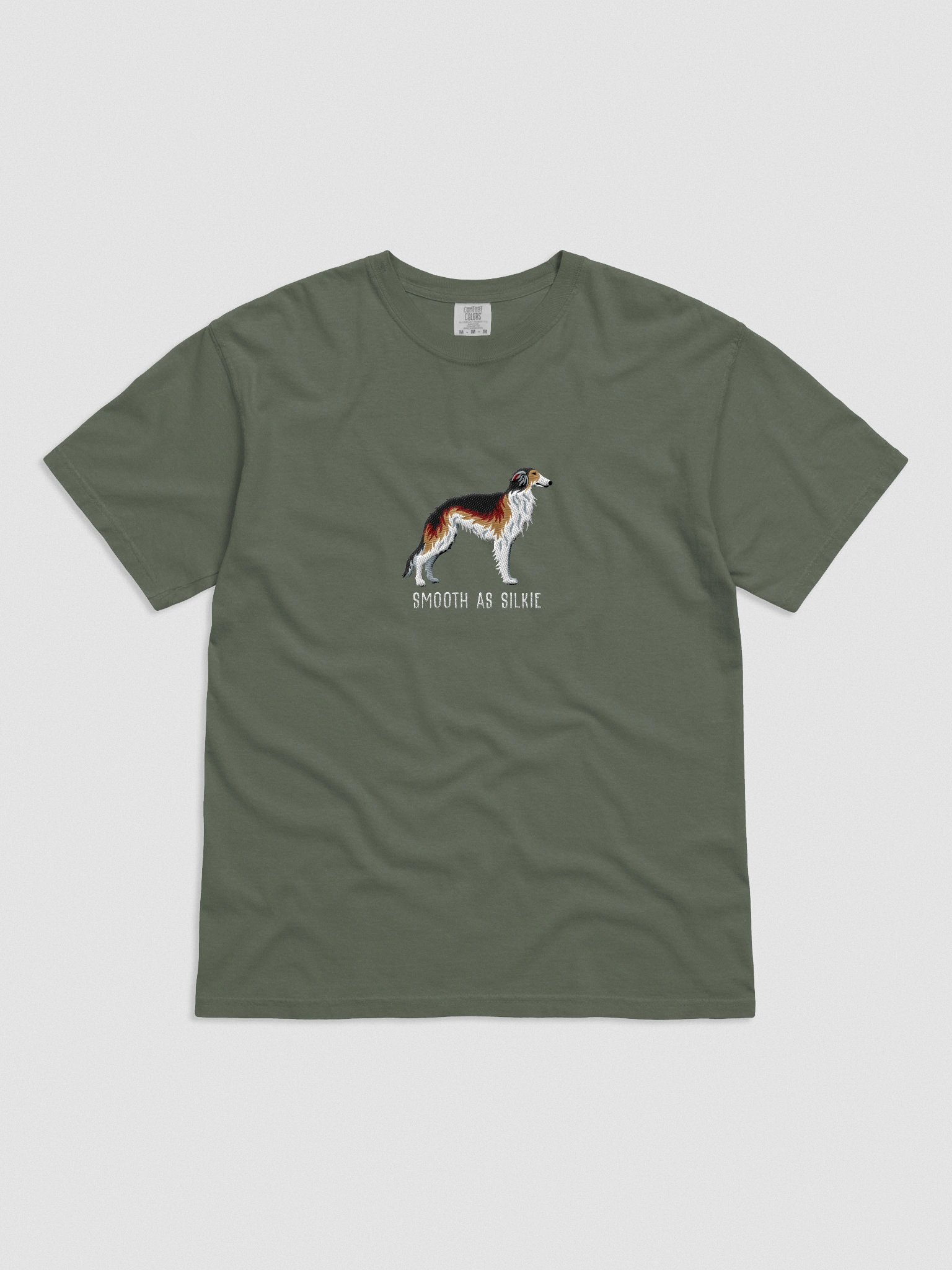 Smooth as Silkie T-Shirt(Embroidered) of a Silken Windhound(Sable) product image (4)