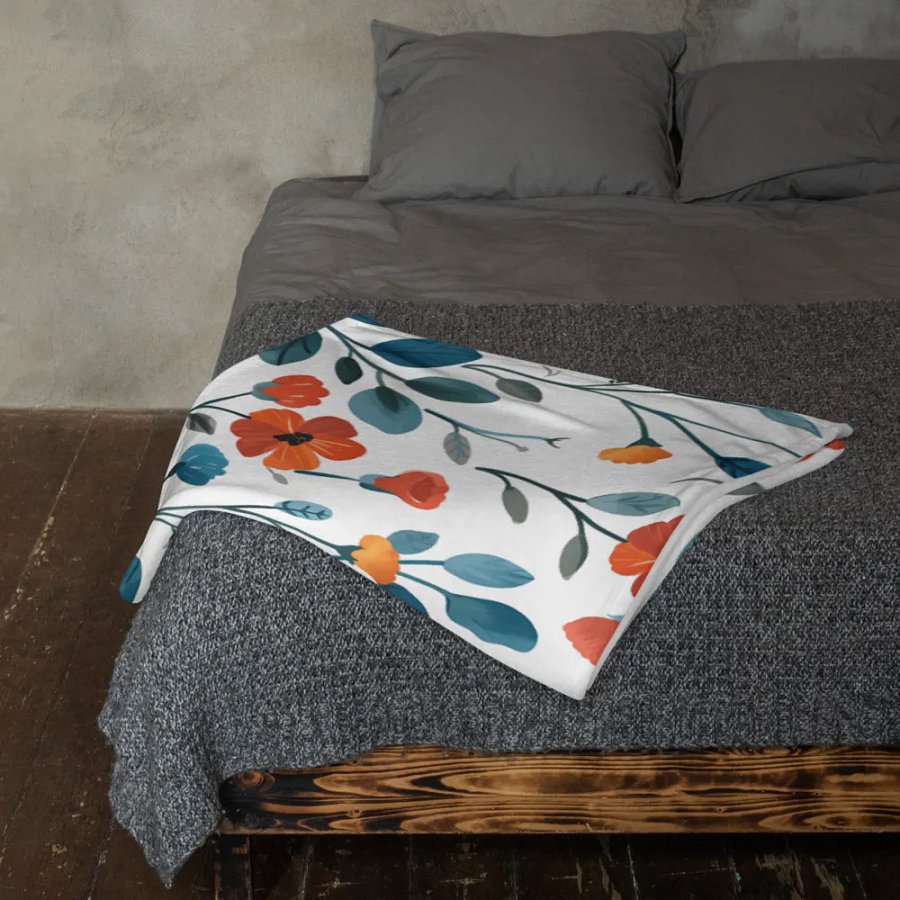 Orange Floral Throw Blanket by Treasure Pie product image (11)