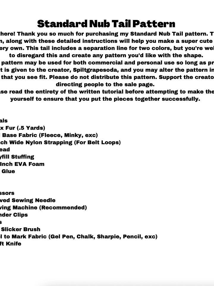 Standard Nub Tail Pattern [PDF DOWNLOAD] product image (2)