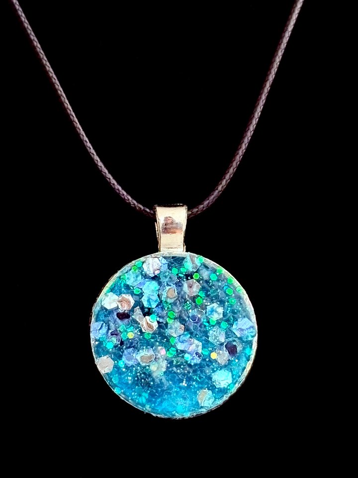 MFD-00233 | Ocean’s Sparkle Jewelry Set – Resin Glitter Pendant Necklace & Earrings | Handmade Jewelry by Monique Faella Designs™ product image (2)