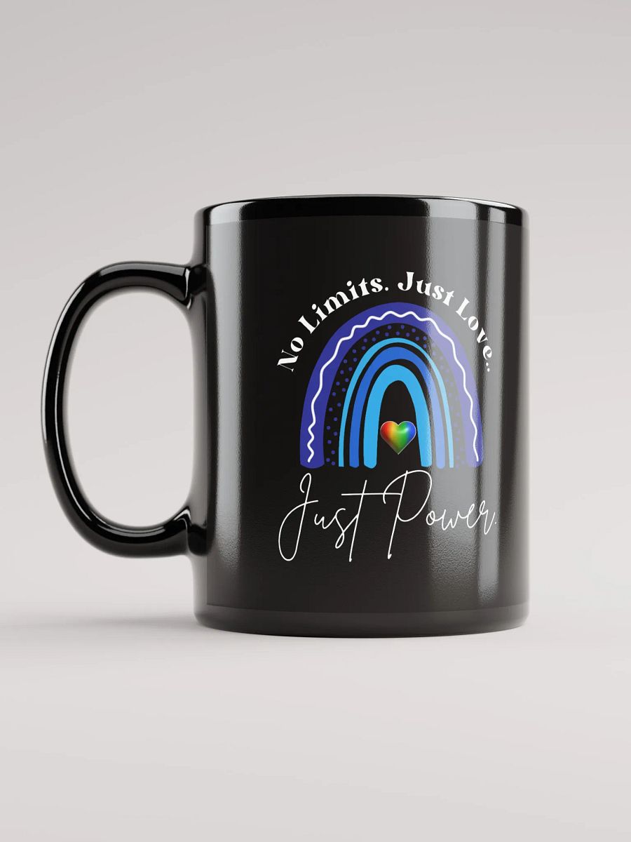 No Limits. Just Love. Just Power. Rainbow Black Glossy Ceramic Mug. product image (4)