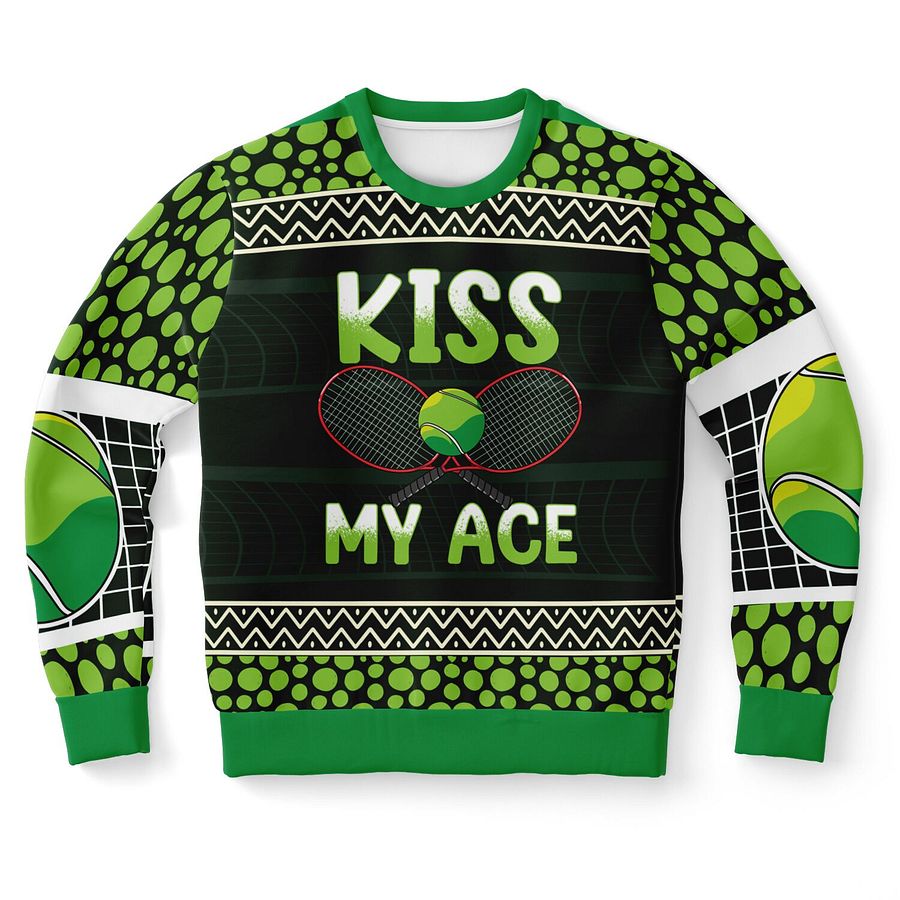 "Kiss My Ace" Tennis Christmas Sweater | Funny Sports Holiday Sweatshirt | Tennis Player Gift | Athletic Winter Outfit product image (9)