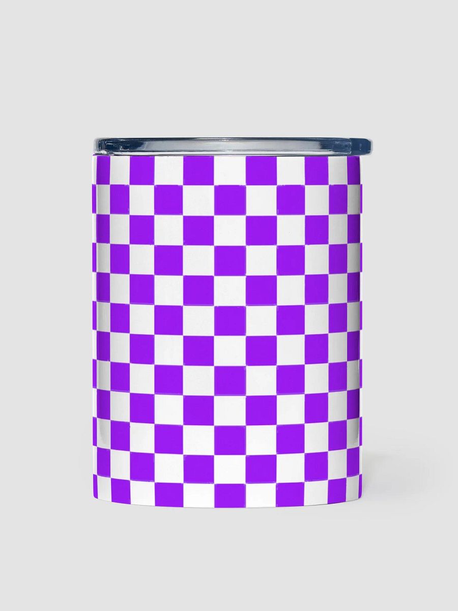 Checkered! Purple and White Checkers 10 oz Stainless Steel Tumbler product image (1)