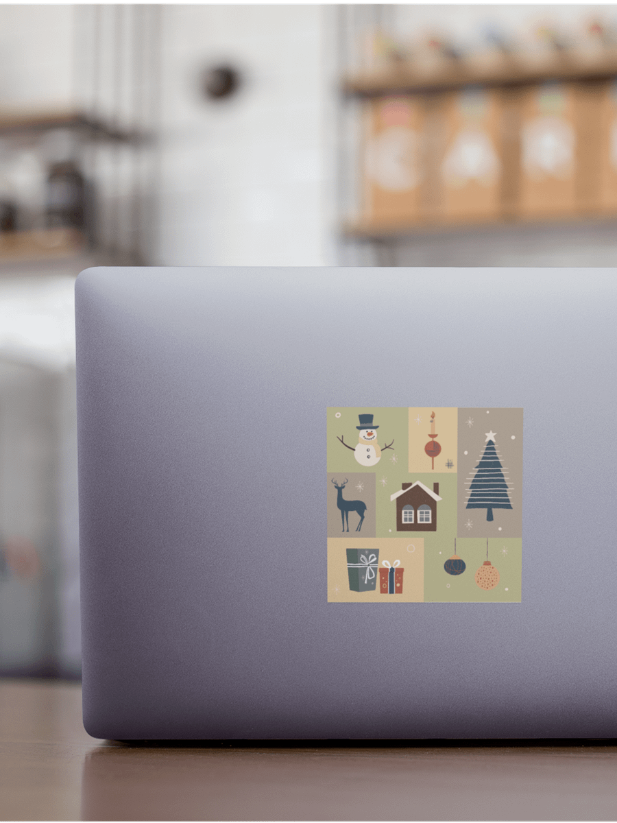 Mid-century retro Christmas Kiss Cut Sticker product image (1)