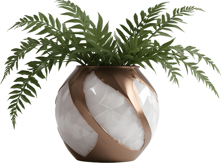 Glamour Organique – Luxury Quartz and bronze Design Planter PNG product image (1)
