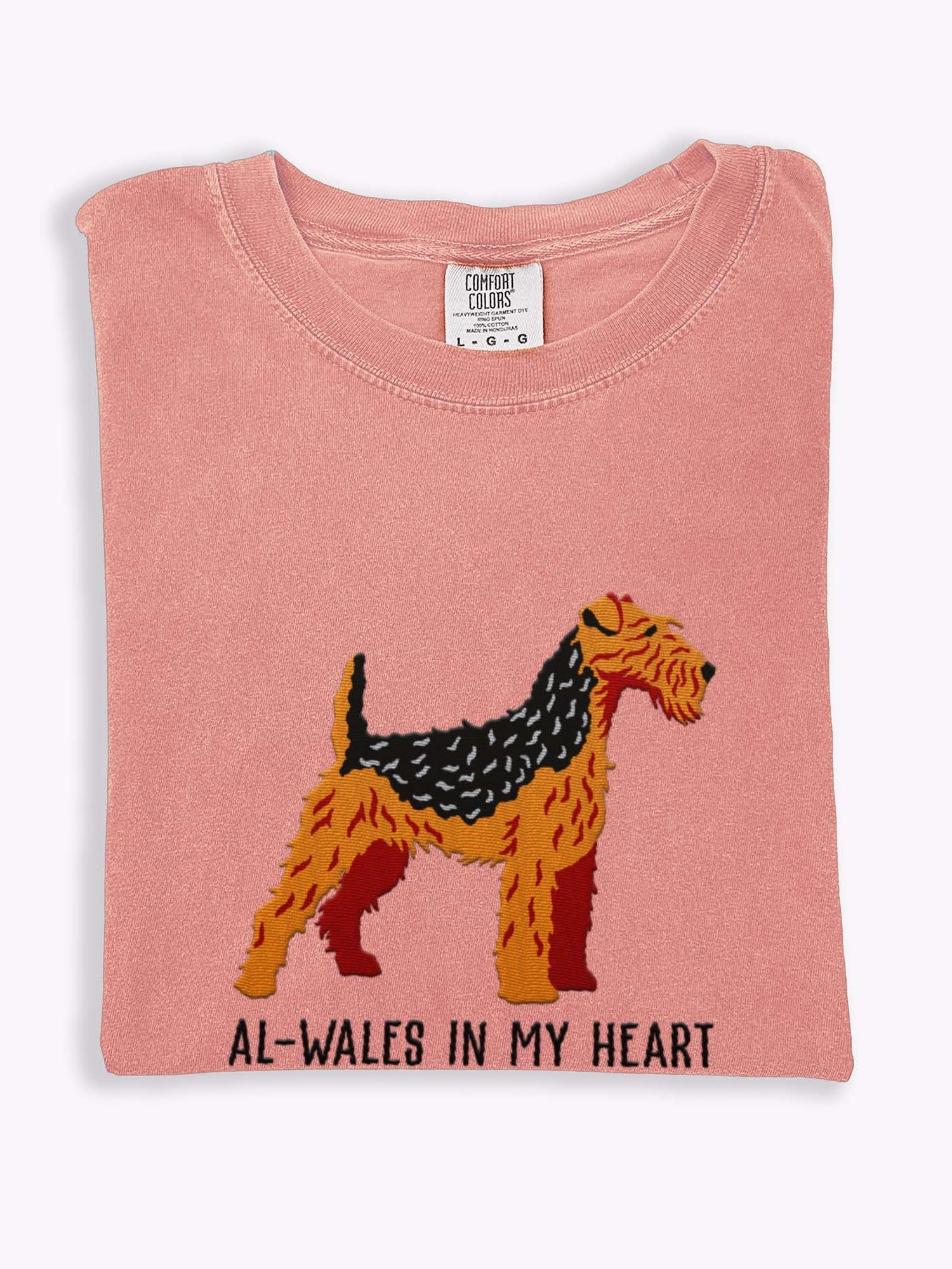 Al-Wales in My Heart T-Shirt(Embroidered) of a Welsh Terrier(Black & Tan) product image (1)
