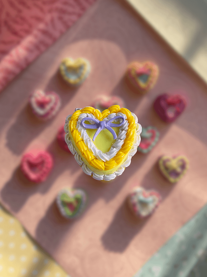 Lemon Lilac - Coquette Heart Cake Keychain product image (1)