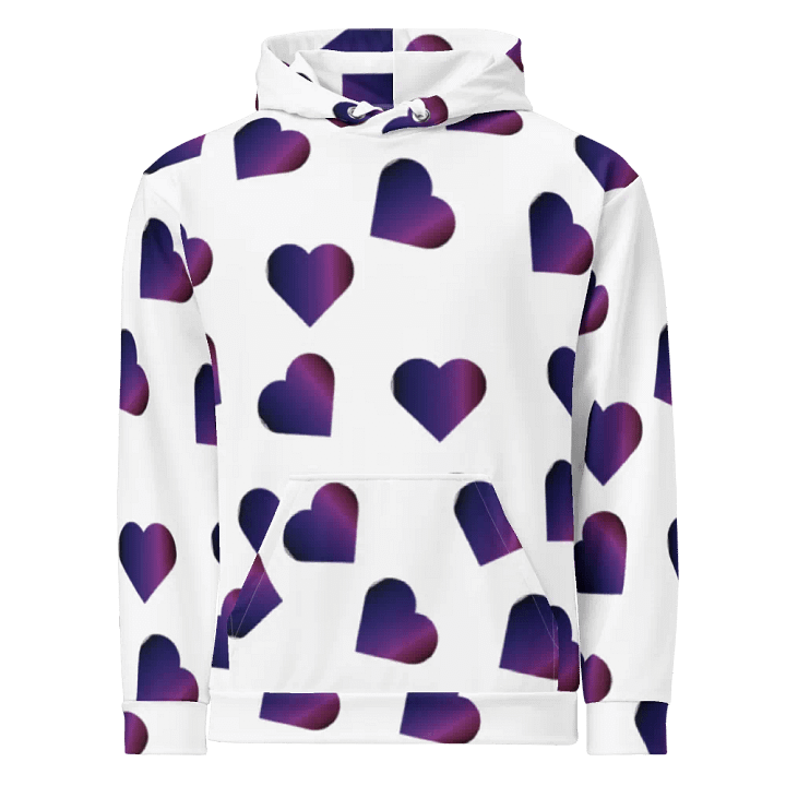 Abstract Love Pattern Purple Hearts on a White Background Unisex Pull On Hoodie product image (2)