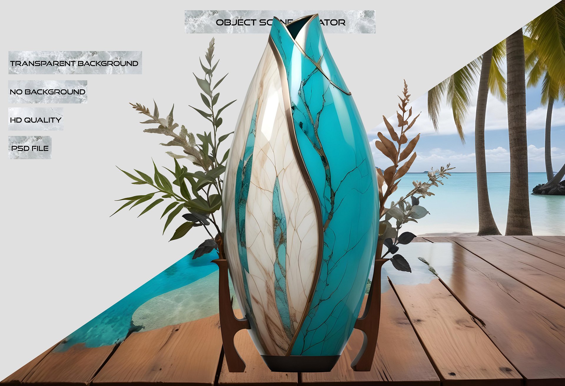 Collection song of the waves Art Deco Vase, PNG product image (2)