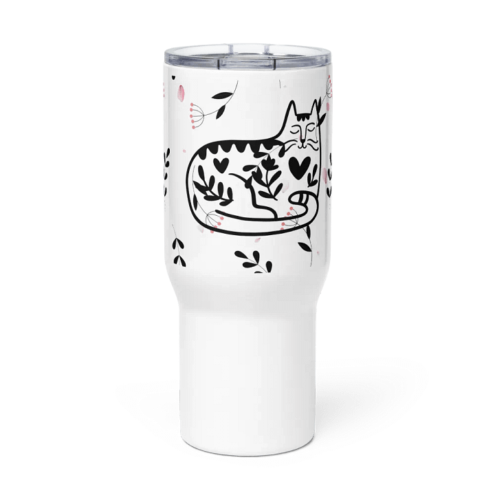 Whimsical Folk Art Cat Love Travel Mug|Housewarming Birthday Gifts Cute Mug product image (1)