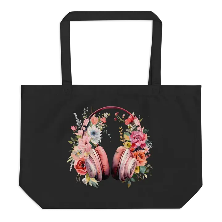 Headphones And Flowers Tote product image (1)