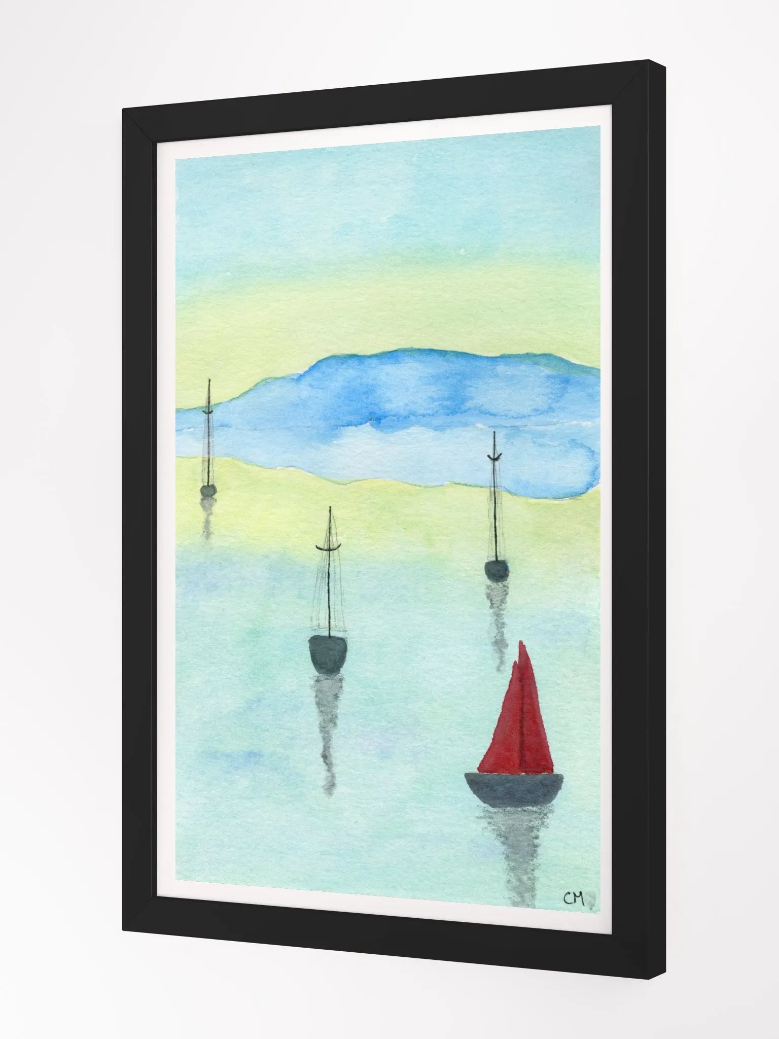 Boats: Watercolor Landscape Framed Poster product image (2)