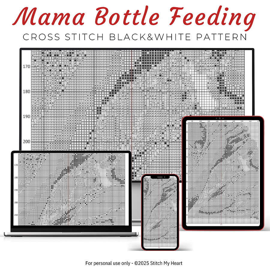 Mama Bottle Feeding Cross Stitch Pattern product image (4)