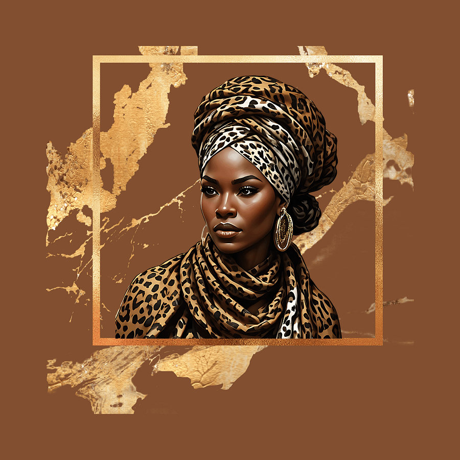 Cute Clipart of African American Young Ladies in Leopard Print Head Wraps product image (3)