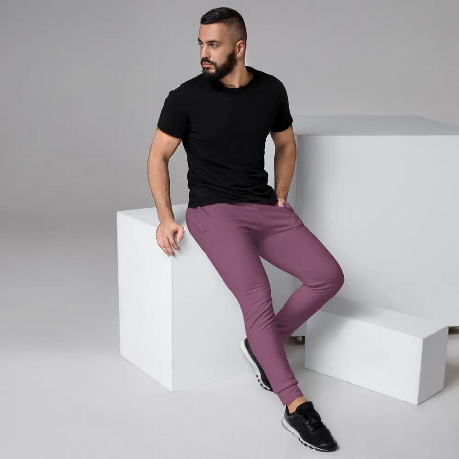 Plain Dark Lilac Purple Soft Summer Recycled Polyester Premium Men's Joggers by Treasure Pie product image (3)