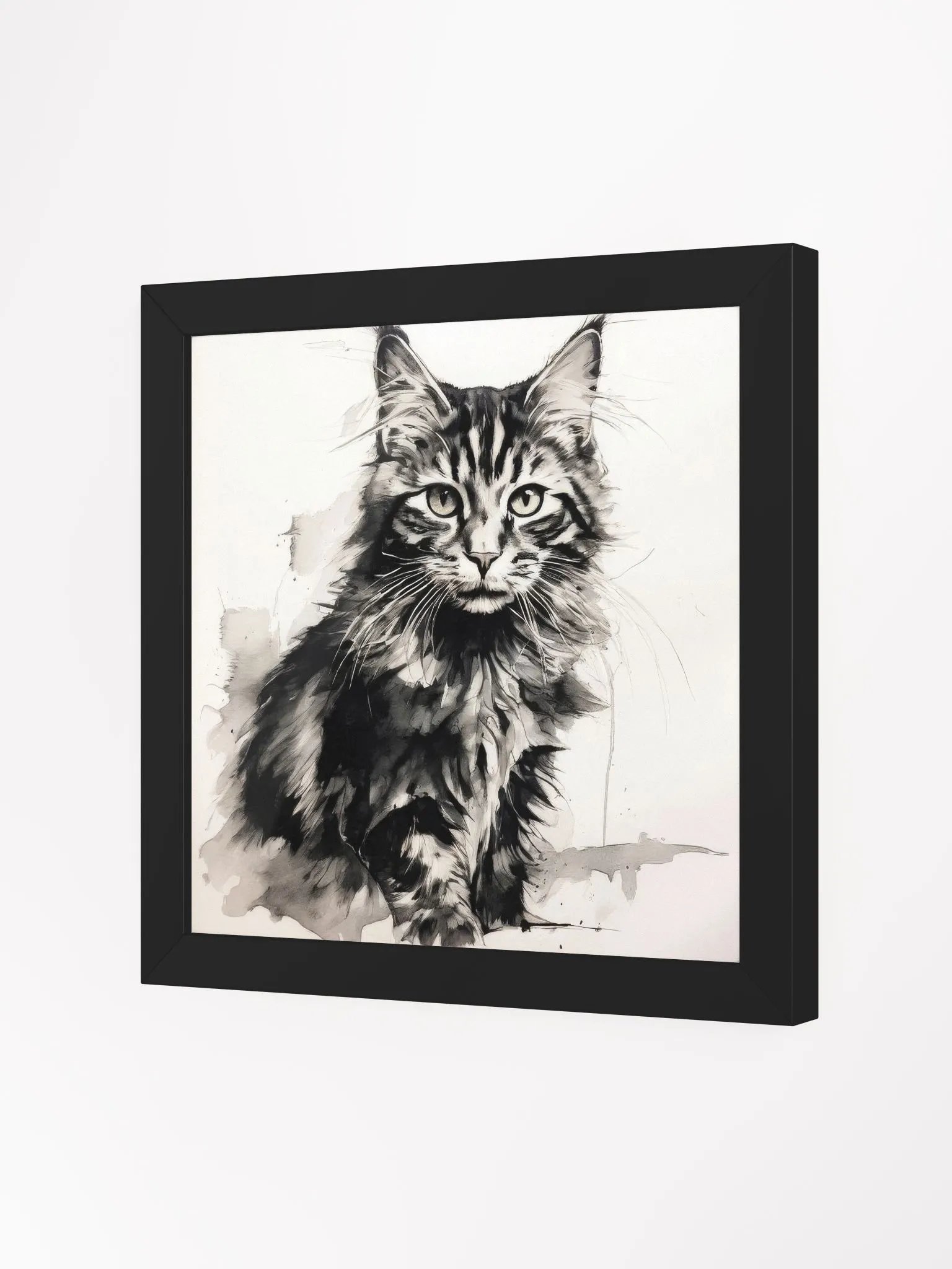 Cat Portrait Ink Art Ayous Wood Framed Matte Poster product image (12)