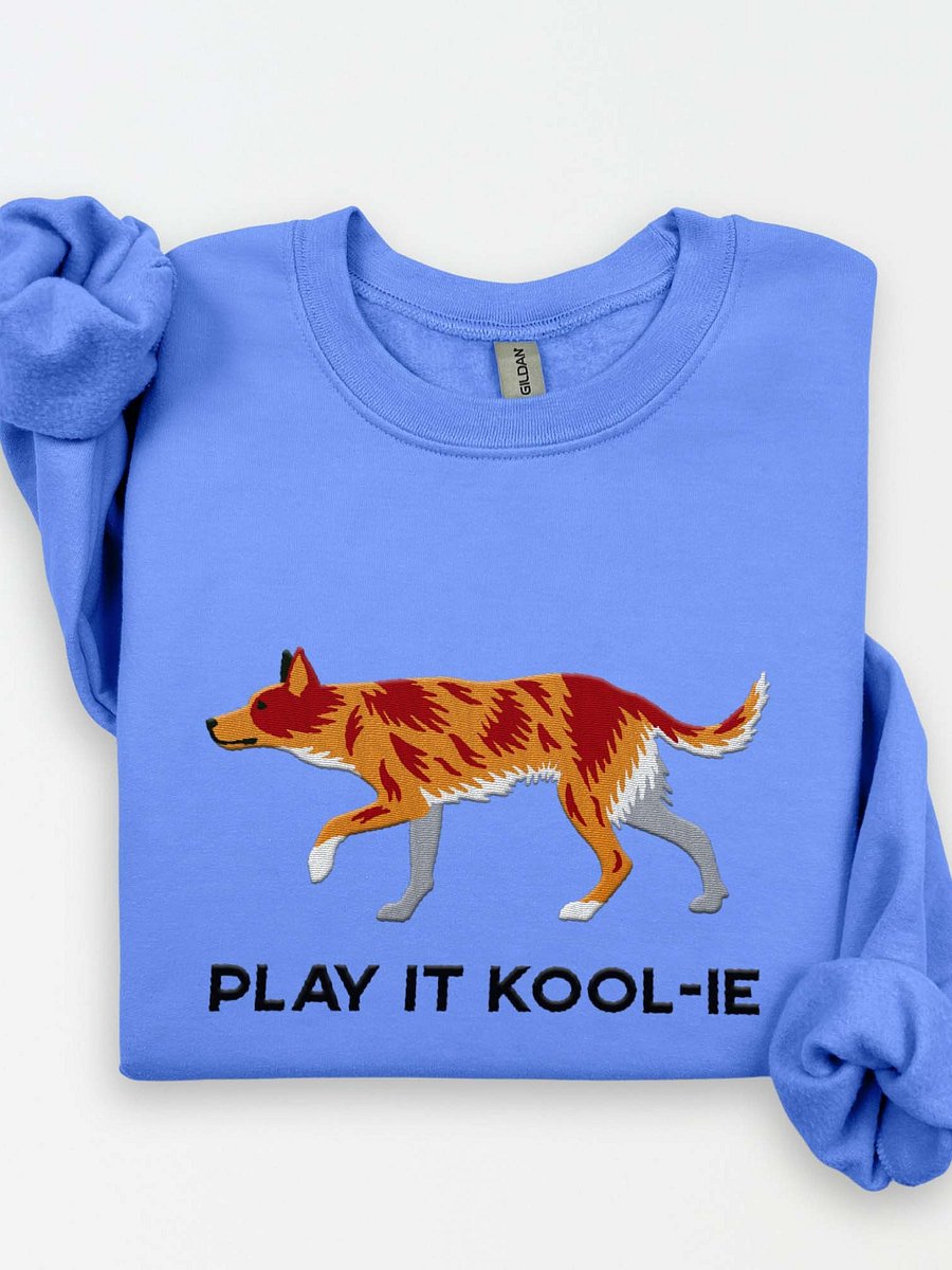Play It Kool-ie Sweatshirt (Embroidered) of an Australian Koolie(Red Merle) product image (1)