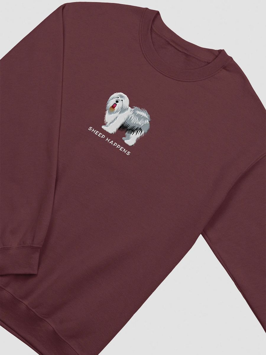 Sheep Happens Sweatshirt (Embroidered) of an Old English Sheepdog product image (9)