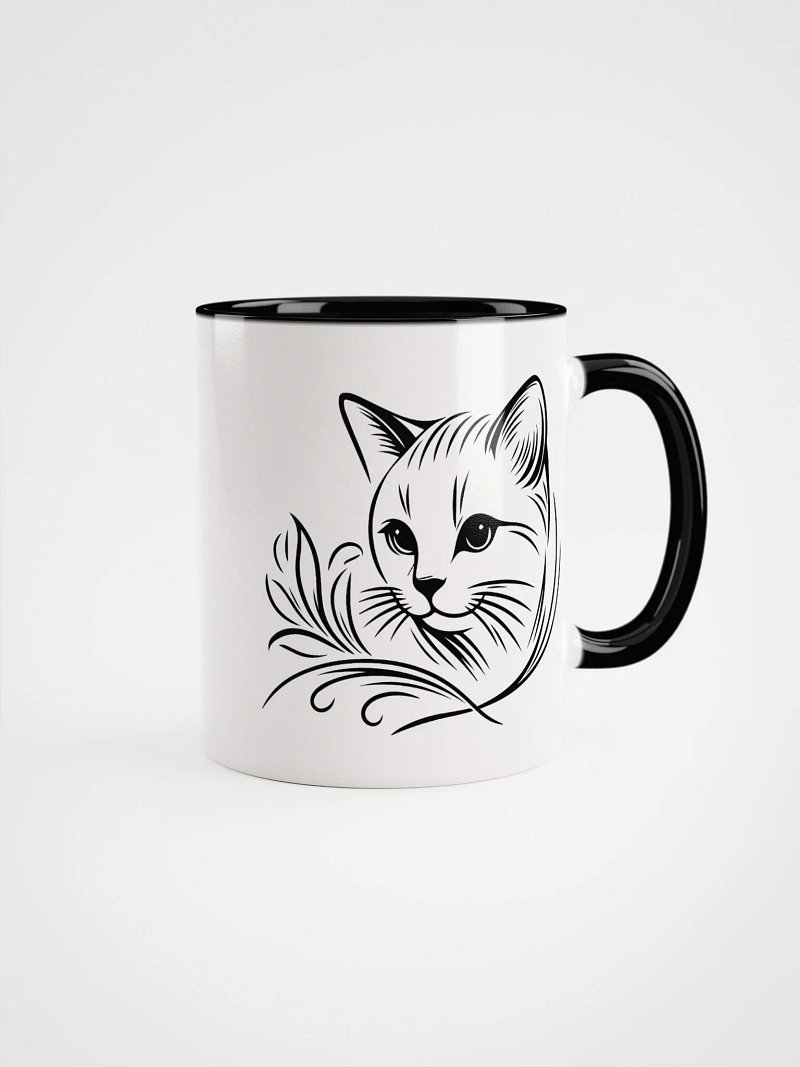 Cute Cat Line Art Mug with Color Inside