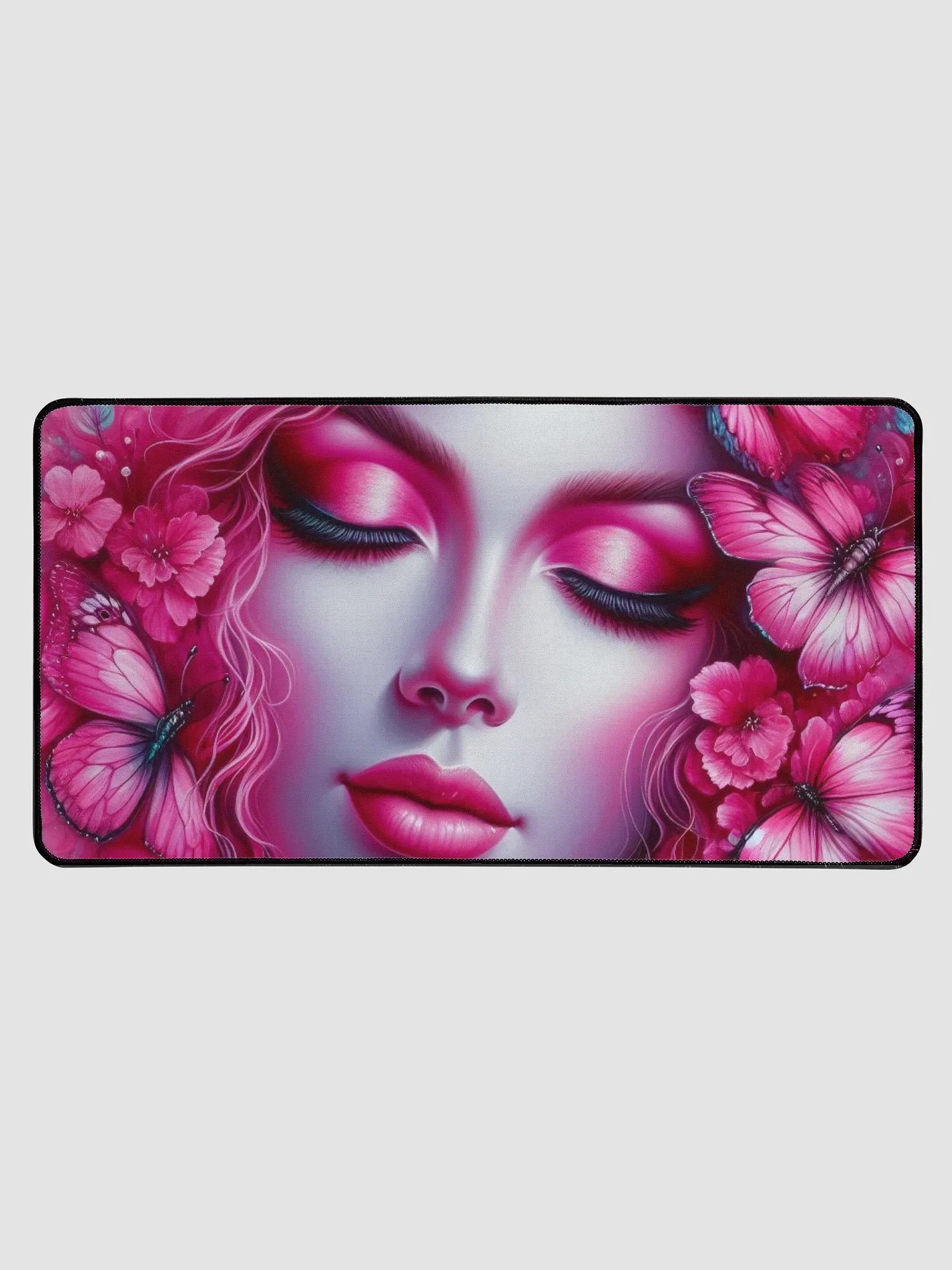 Pink Woman and Butterflies Desk Mat product image (1)
