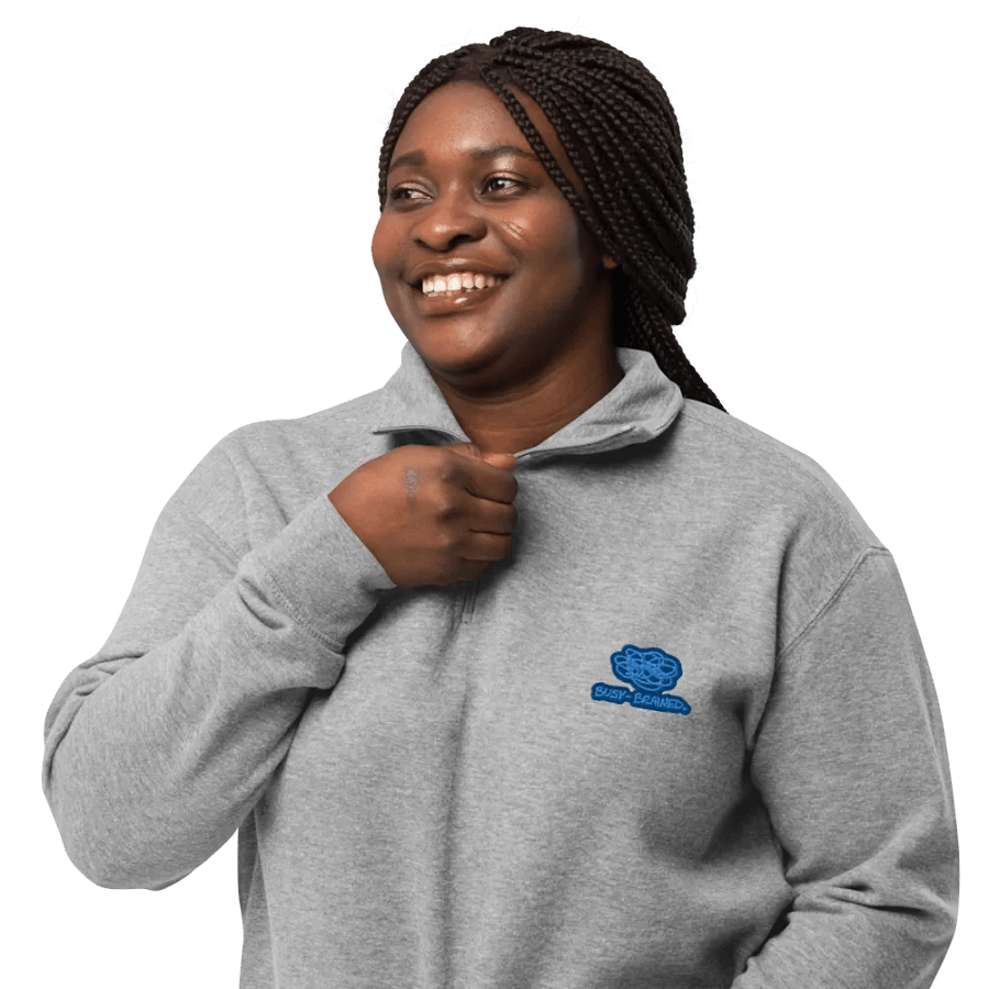 BUSY-BRAINED (lake design) embroidered quarter zip product image (8)