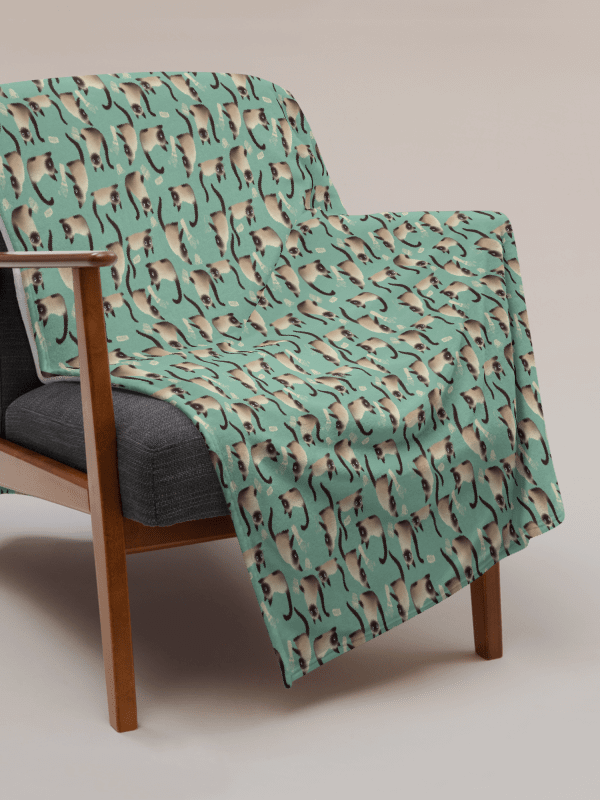 Bad Siamese Cats Knocking Stuff Over Throw Blanket, Mint product image (11)