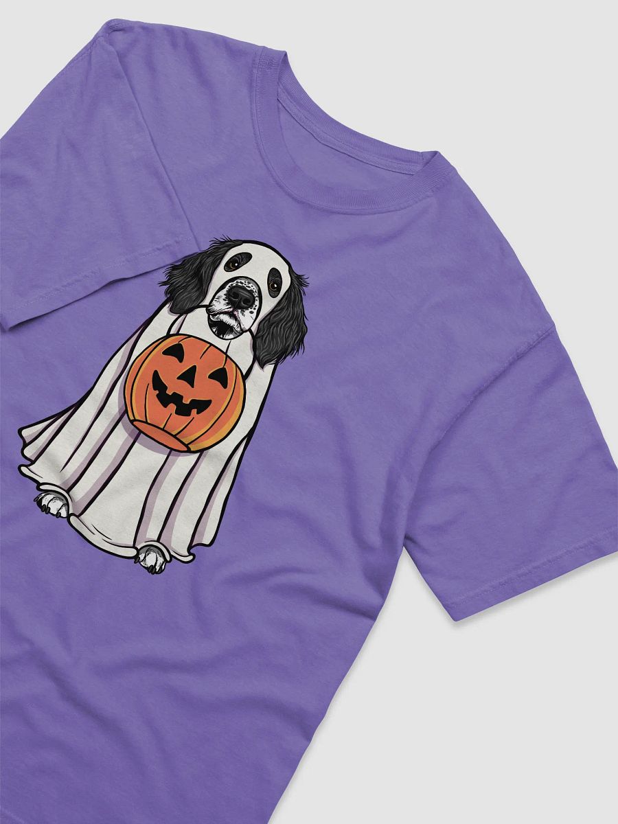 Funny Halloween Springer Spaniel(Black) T-Shirt | Funny Springer Spaniel Wearing a Ghost Costume and Holding a Pumpkin Basket product image (29)