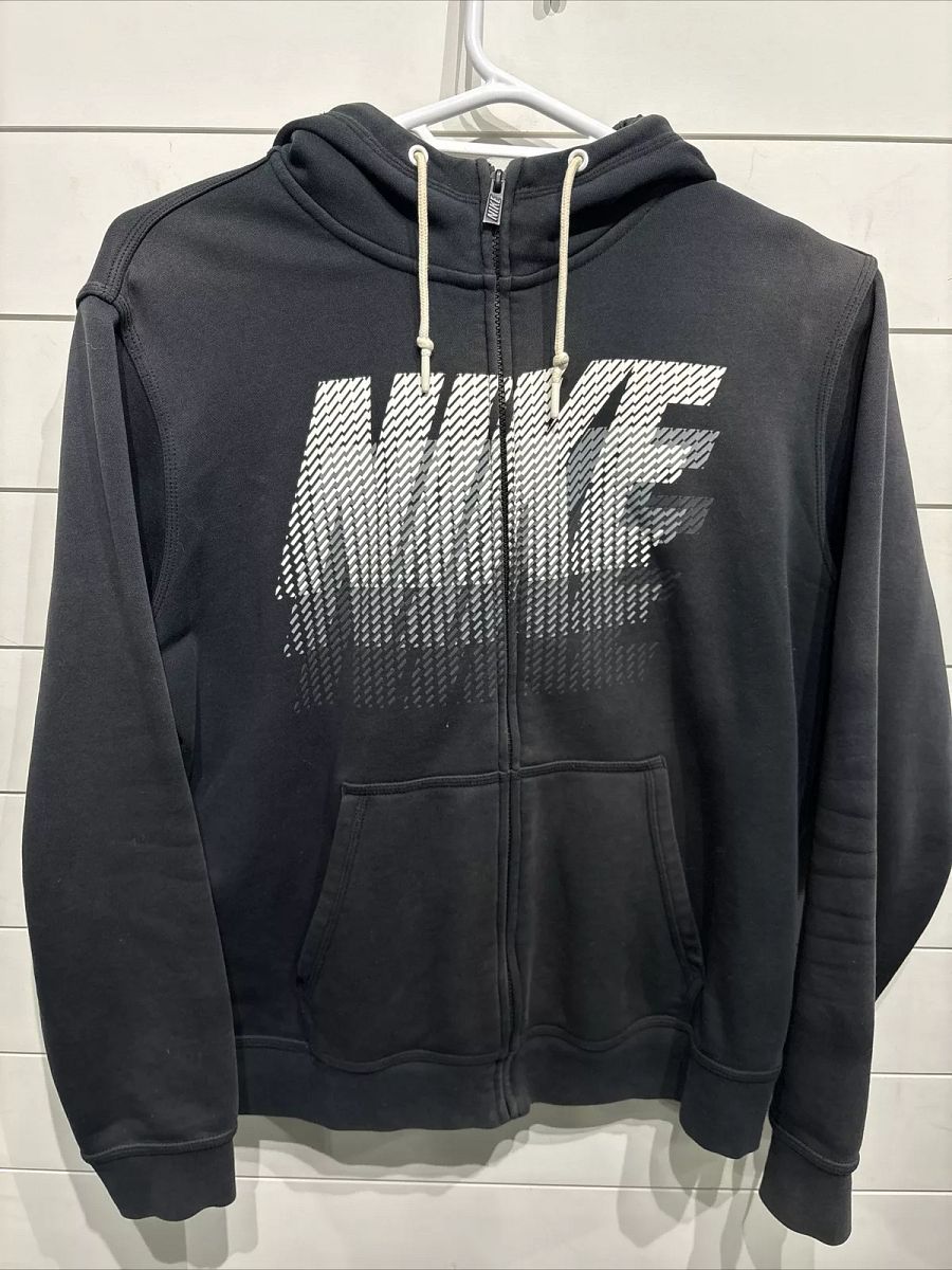 Nike Air Hooded Hoodie Gym Workout Black White Swoosh Sweatshirt Mens Sz Large Northern Resale Company (10409) product image (5)