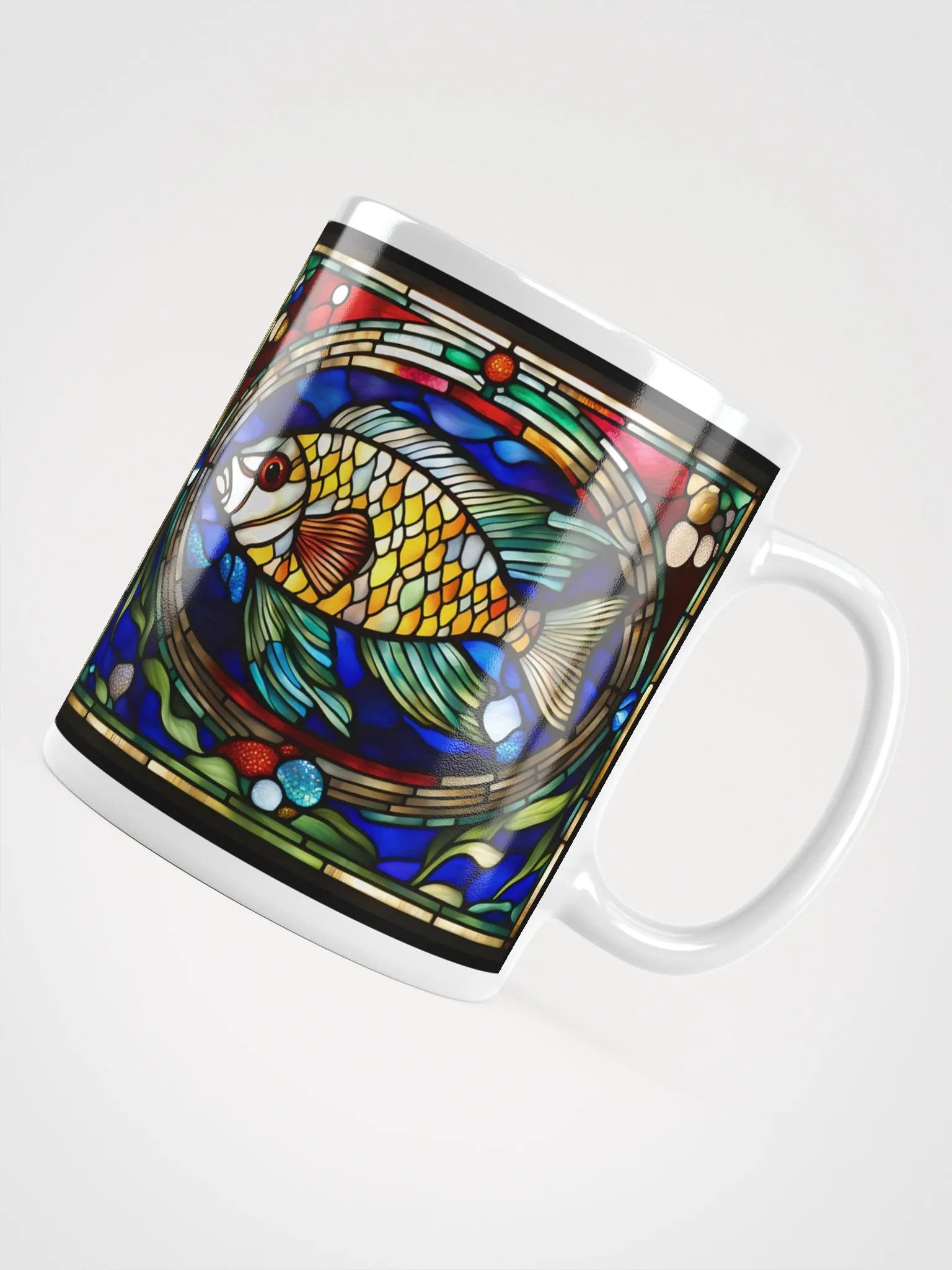#004 - Long-Finned Bubble Ram Stained Glass Mug product image (4)