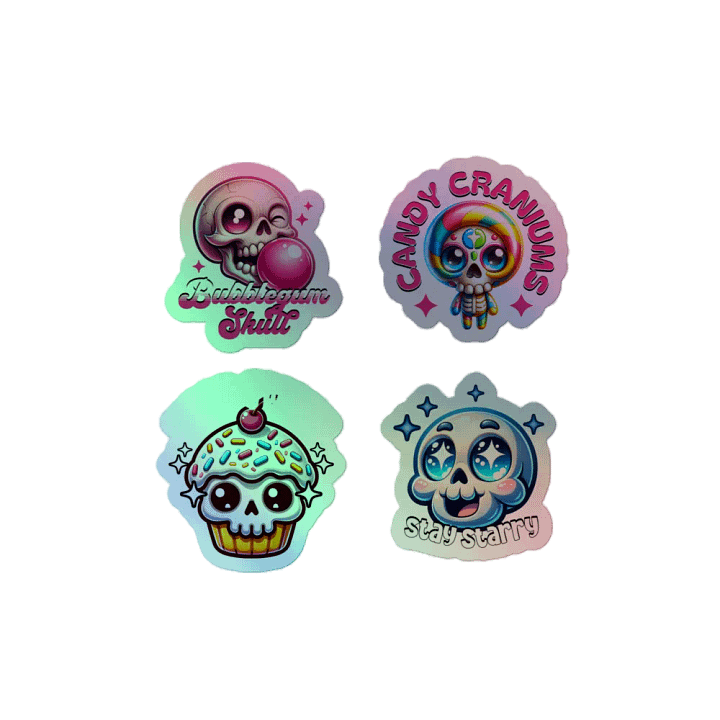 set of 4 Candy Skull Holographic Sticker Set product image (2)