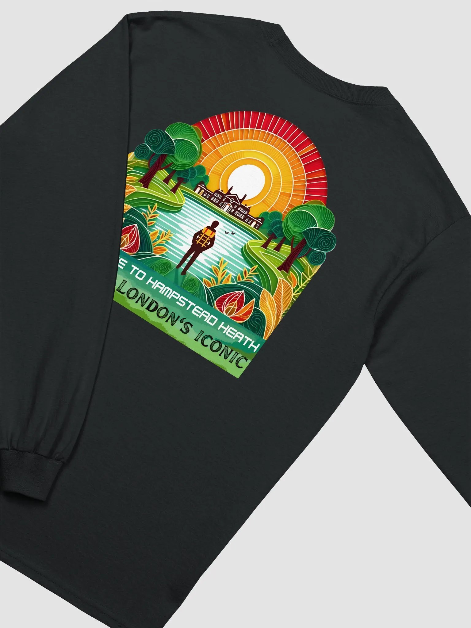 Hampstead Heath Retro Travel Poster Long Sleeve Tee product image (39)