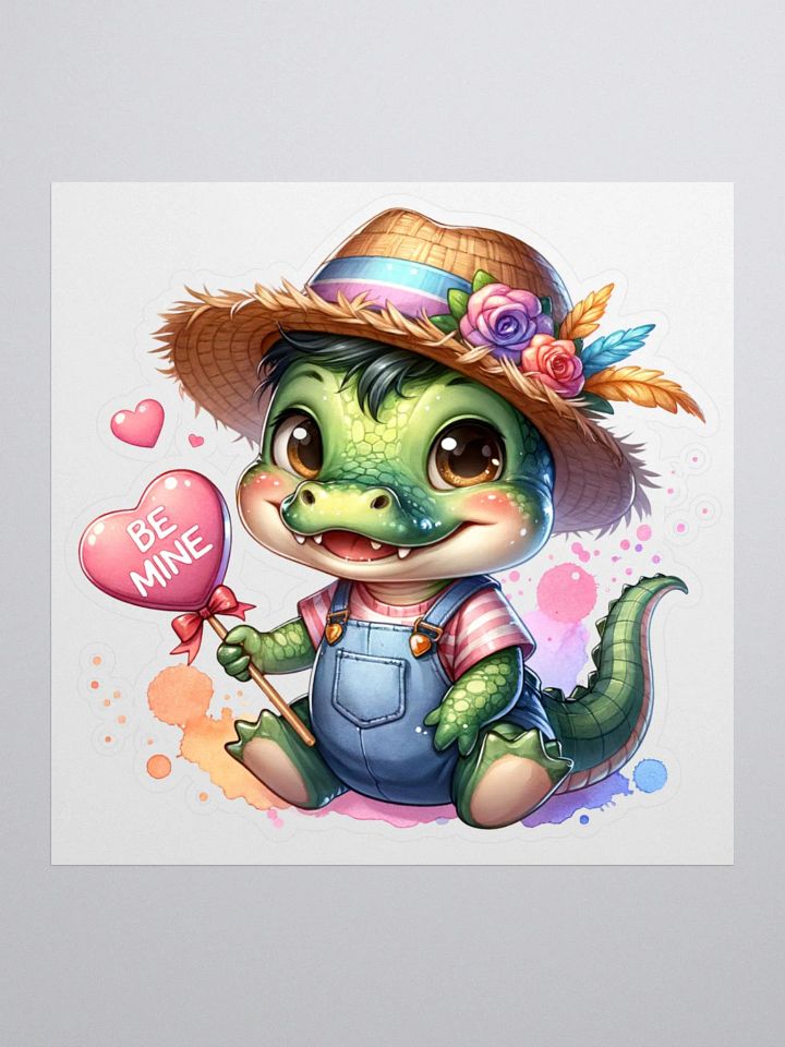 Valentine's Day Vinyl Sticker - Cute Baby Alligator With Sucker product image (2)