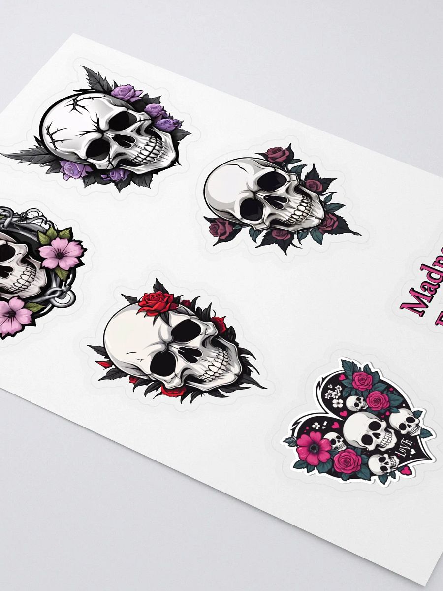 Gothic Skull With Flowers Sticker Set - Collector's Sticker Pack product image (3)