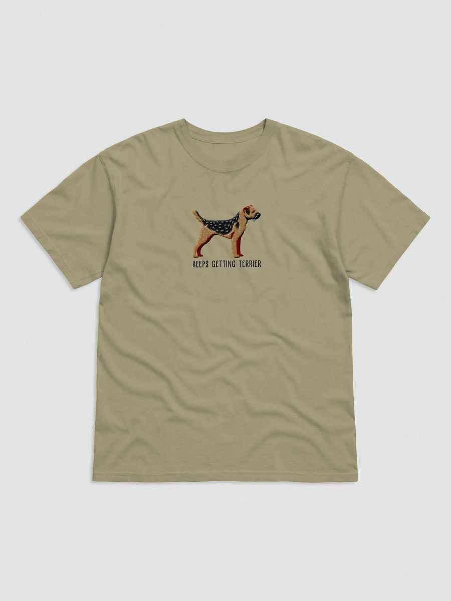 Keeps Getting Terrier T-Shirt(Embroidered) of a Border Terrier(Black & Tan) product image (9)