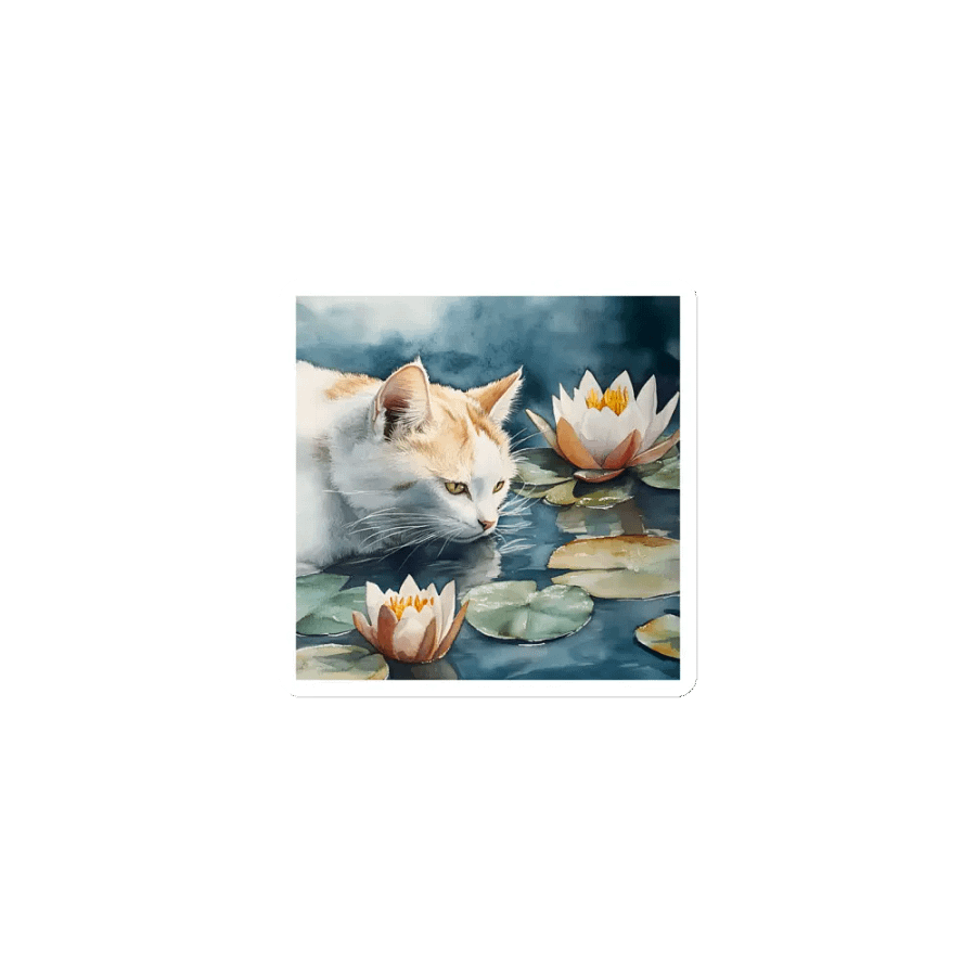 Water Lily Tranquil Cat Magnets Set product image (1)