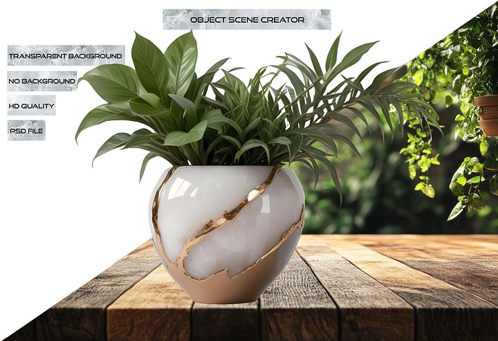 Glamour Organique – Luxury Bronze Design Planter PNG product image (2)