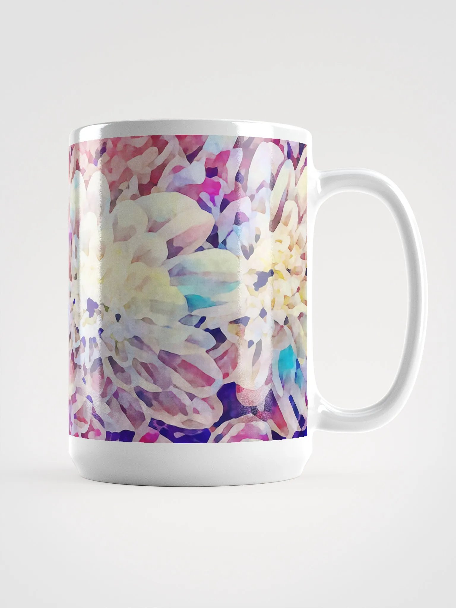 Abstract Graphic | White Coffee Mug | Pastel Dahlias Floral product image (3)