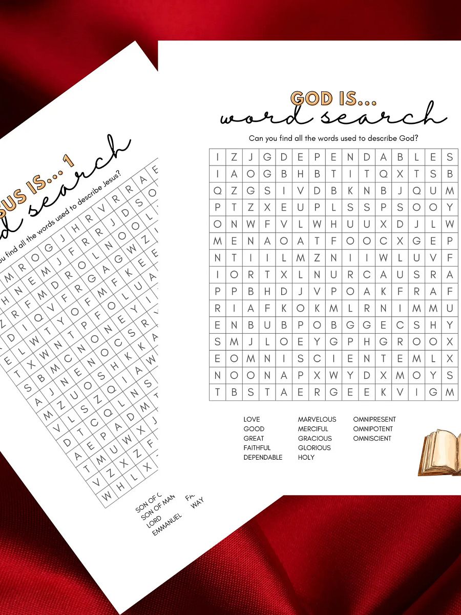 Christian games wordsearch printable, childrens ministry word search printable, Attributes of God, Jesus and you, Bible word puzzle Game. product image (3)