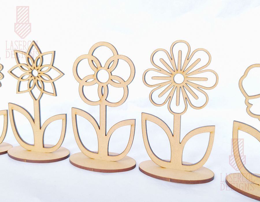 Flowers - Set 2 - (Two Sizes, Five Styles) - Laser Cut Files product image (2)