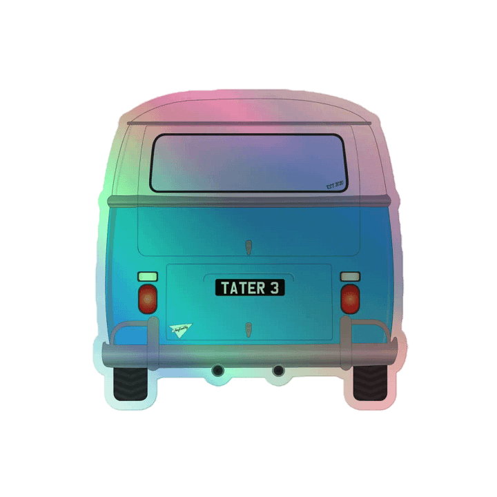 Blue bus Taterwave 3 year holo sticker product image (2)