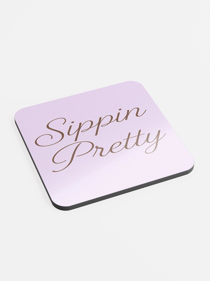 Sippin Pretty Purple Glossed Cork Coaster product image (2)