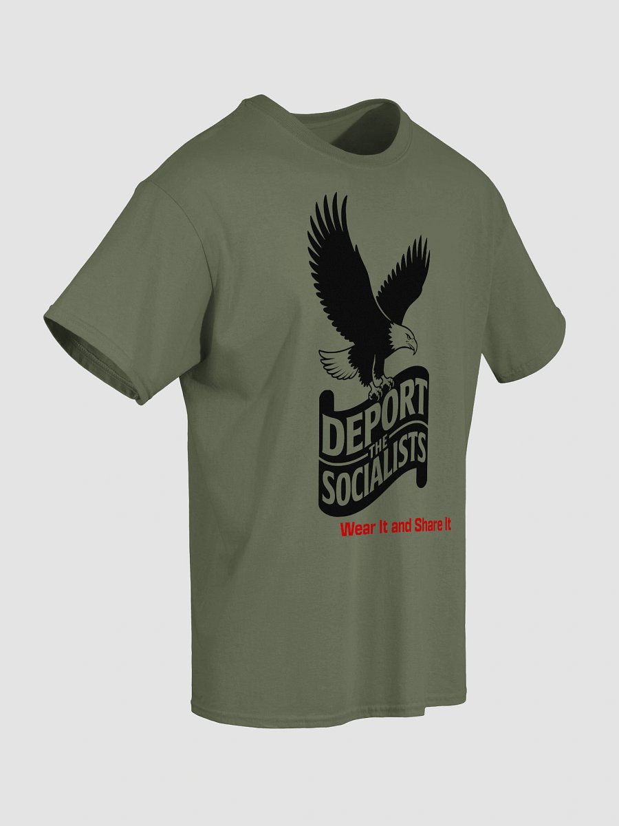 Deport The Socialists Bold Statement Tee (C) - Black & Red Ink product image (5)