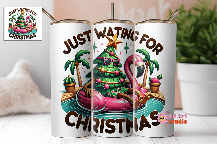 Just Waiting For Christmas Tumbler Wrap PNG product image (1)